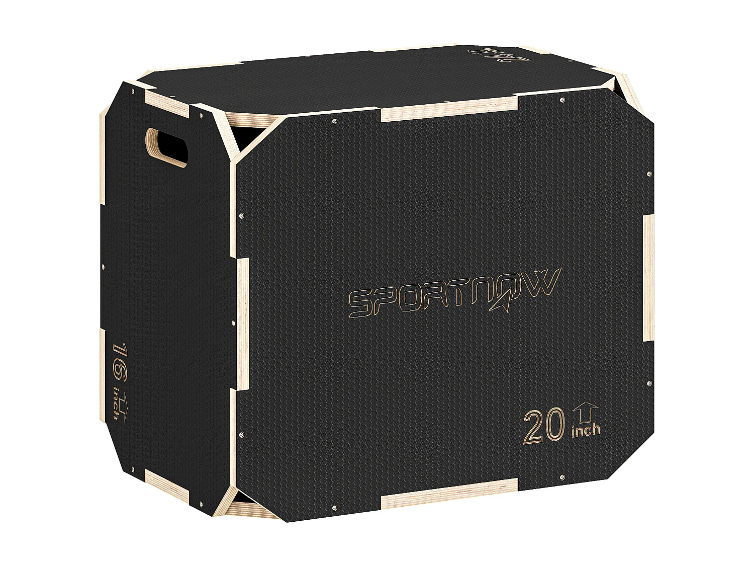 Box jump - box de pliométrie - boite de saut - 3 hauteurs 40/51/61H cm - charge max. 120 Kg - contreplaqué antidérapant noir