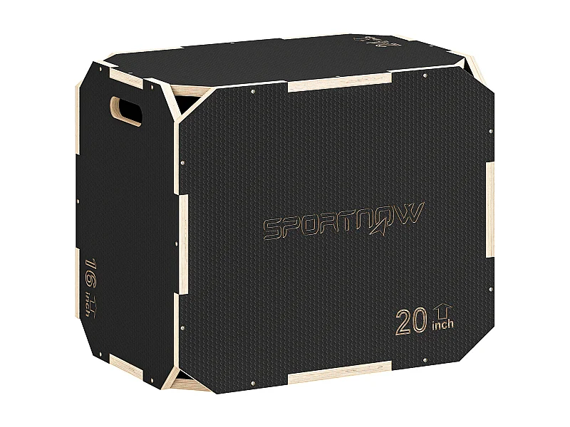 Box jump - box de pliométrie - boite de saut - 3 hauteurs 40/51/61H cm - charge max. 120 Kg - contreplaqué antidérapant noir