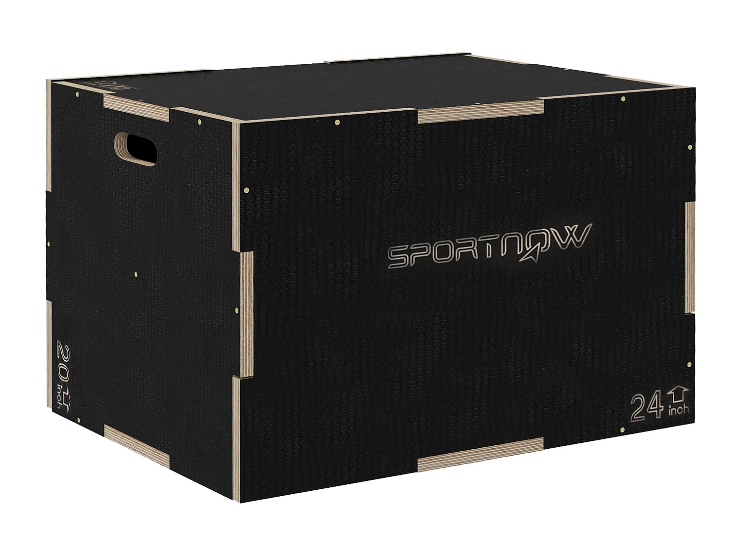 Box jump - box de pliométrie - boite de saut - 3 hauteurs 51/61/76H cm - charge max. 120 Kg - bois surface antidérapante noir