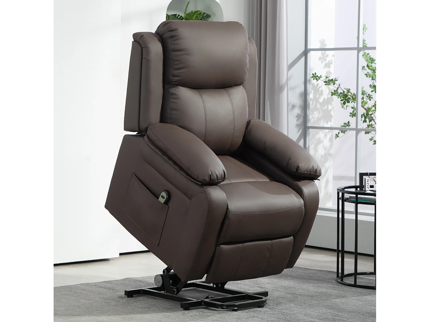 Fauteuil de relaxation électrique fauteuil releveur inclinable repose-pied ajustable revêtement synthétique chocolat