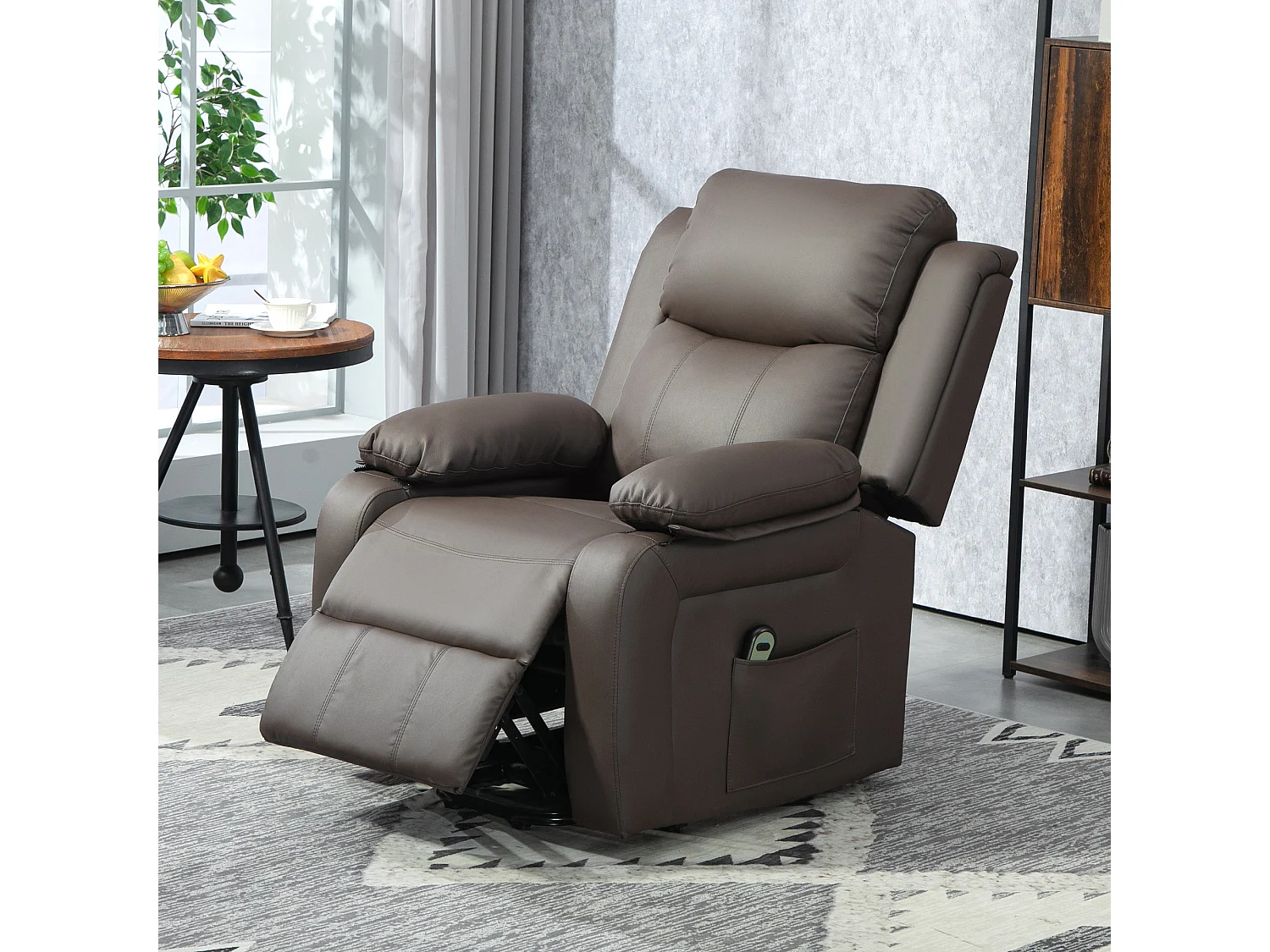 Fauteuil de relaxation électrique fauteuil releveur inclinable repose-pied ajustable revêtement synthétique chocolat