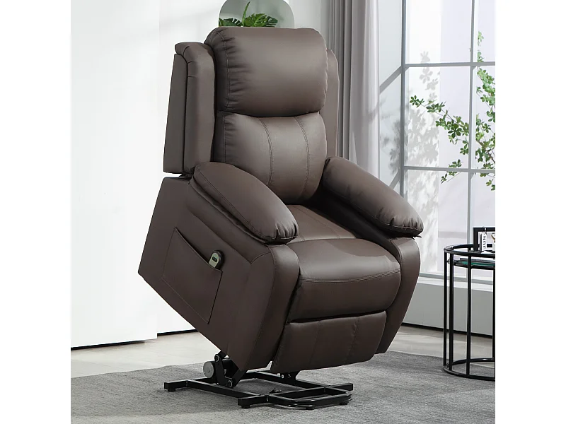 Fauteuil de relaxation électrique fauteuil releveur inclinable repose-pied ajustable revêtement synthétique chocolat