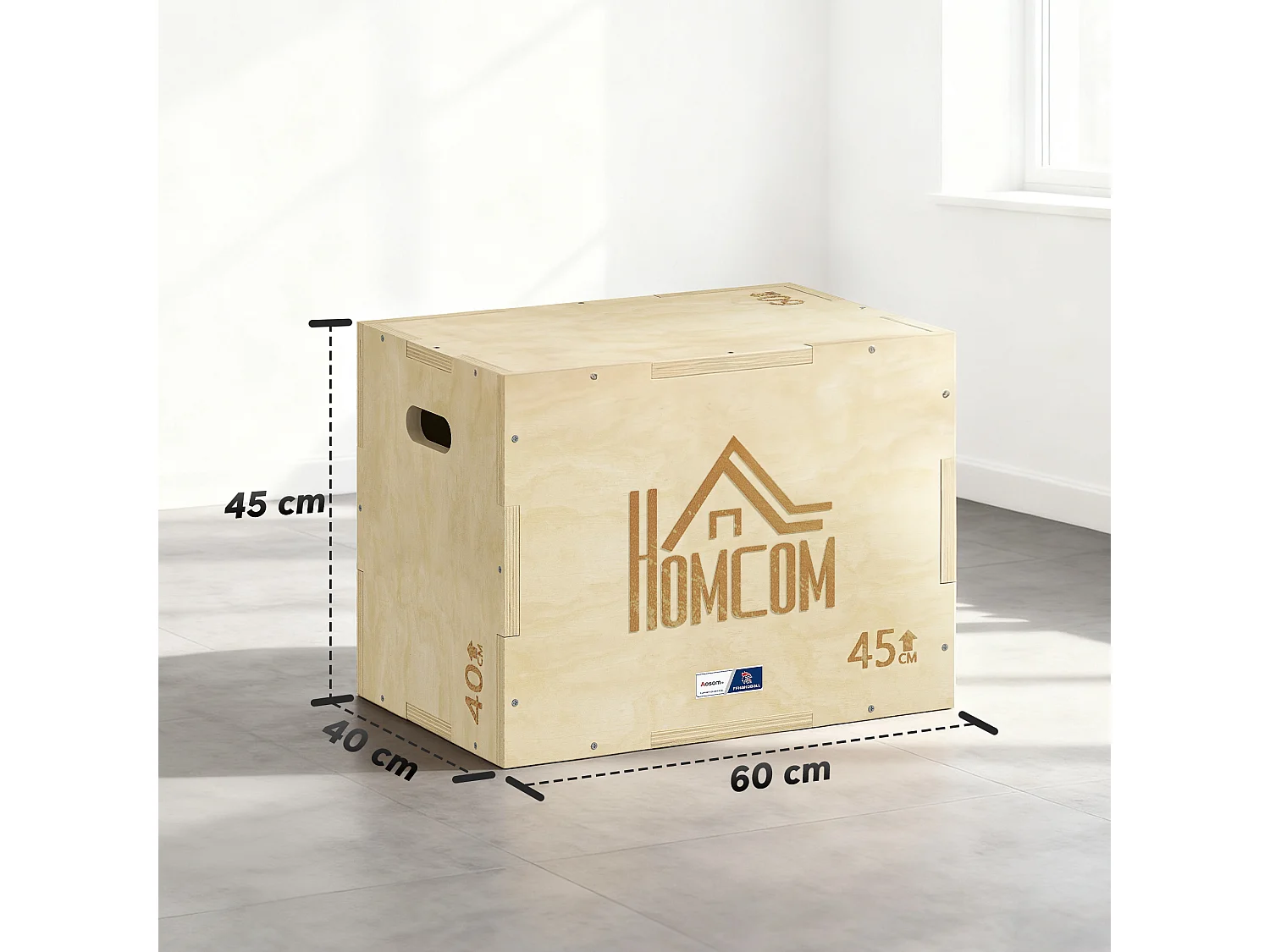 Box jump - box de pliométrie - collaboration Aosom.fr x FFHandball - 40/45/60H cm - max. 120 Kg - bois