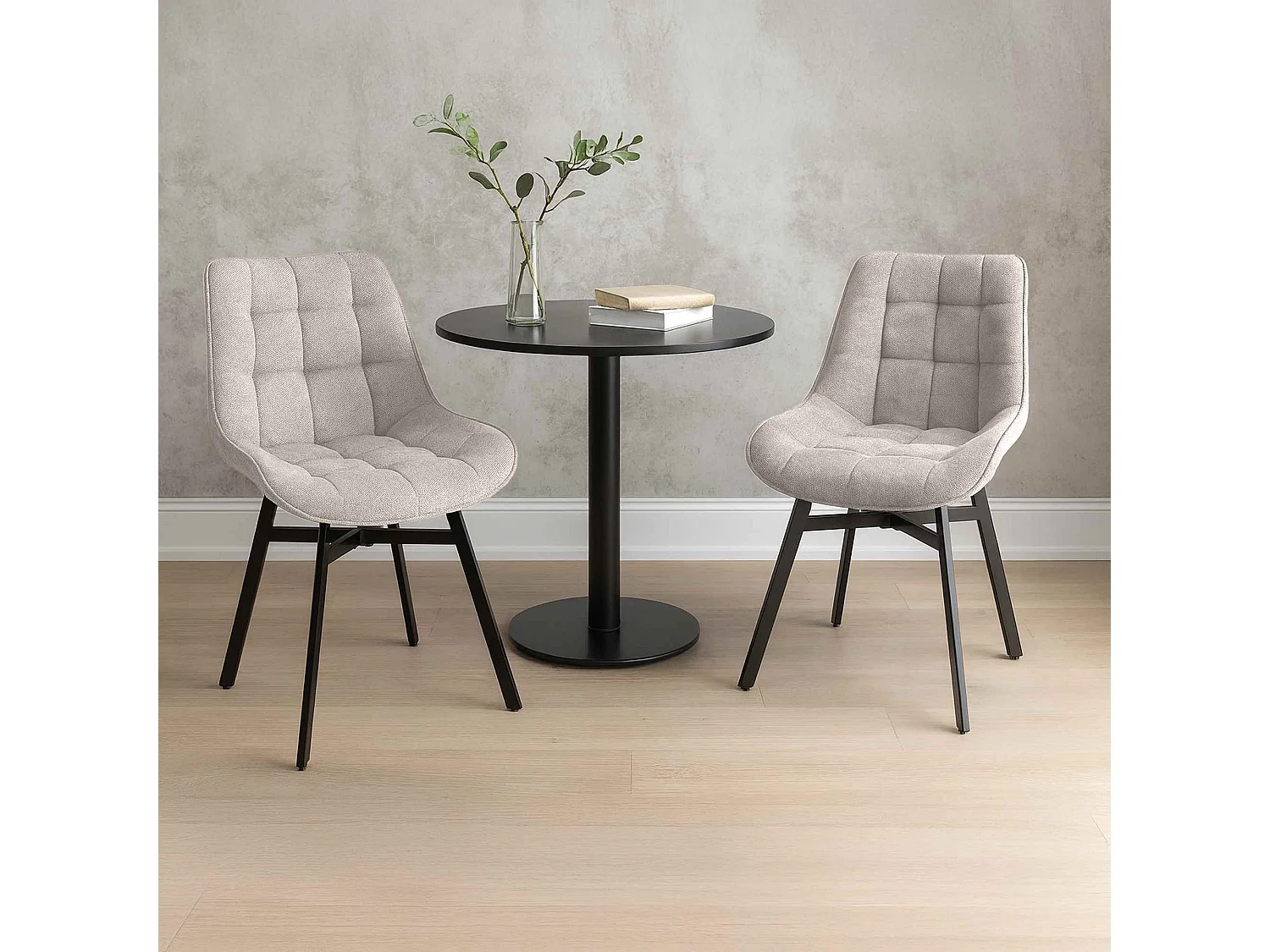 chaise salle à manger - Tissu - Crème - Colby