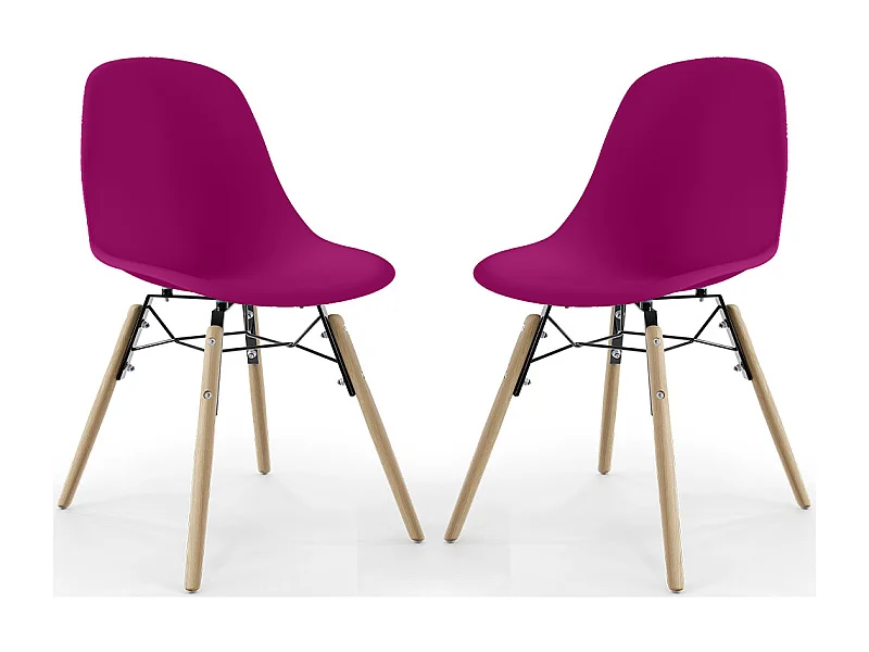 Chaise de Salle à Manger - Design Scandinave - Pieds en Bois - Lot de 2 - Skögur Mauve