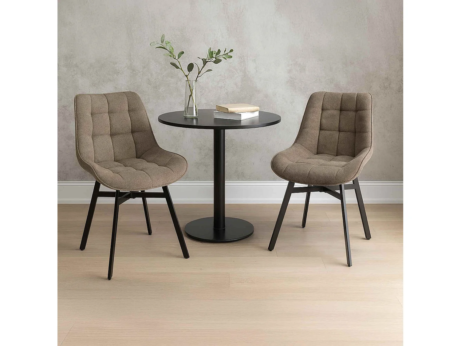 chaise salle à manger - Tissu - Taupe - Colby