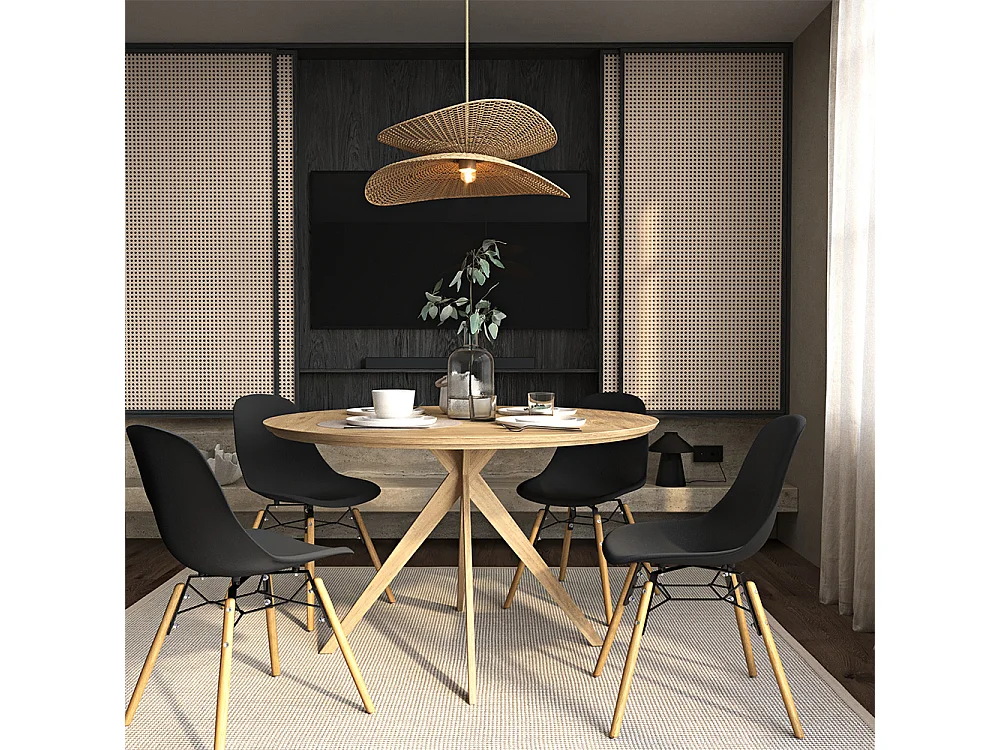 Sedia da Pranzo - Design Scandinavo - Gambe in Legno - Set di 2 - Skögur