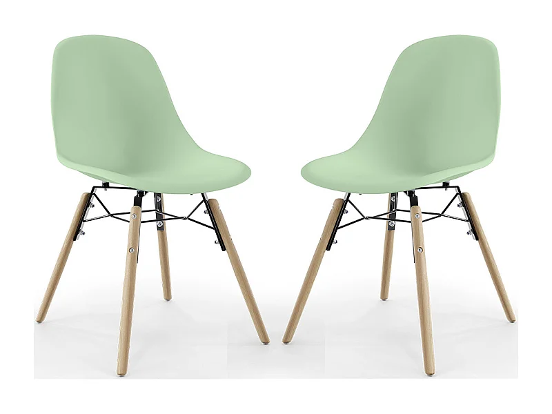 Chaise de Salle à Manger - Design Scandinave - Pieds en Bois - Lot de 2 - Skögur Vert pastel