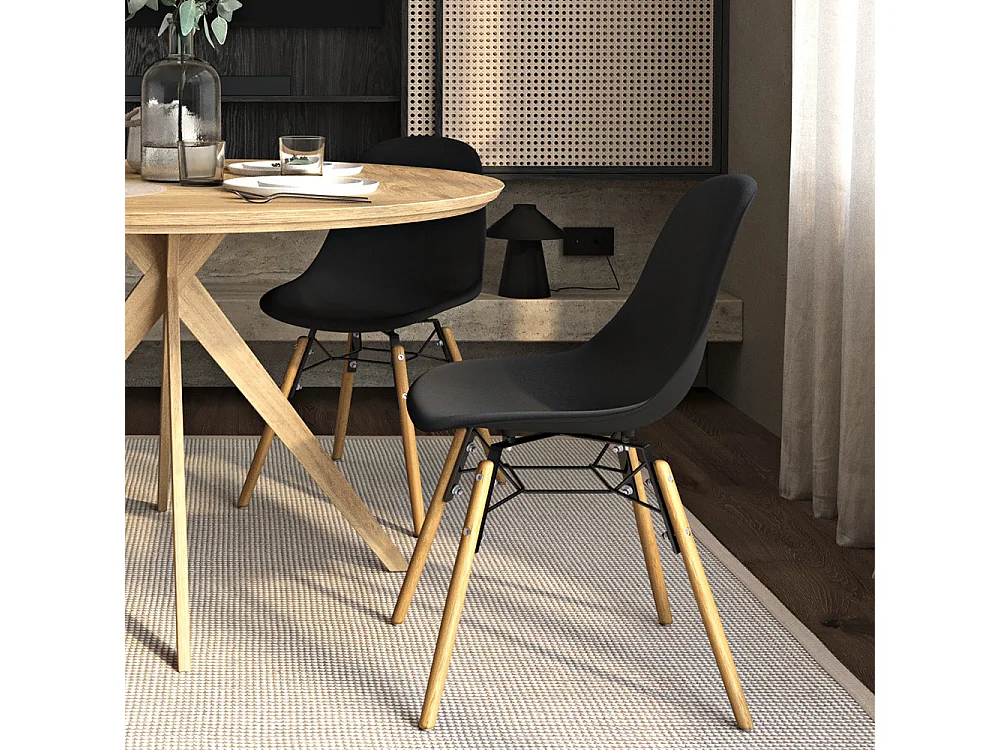 Chaise de Salle à Manger - Design Scandinave - Pieds en Bois - Lot de 2 - Skögur Vert pastel