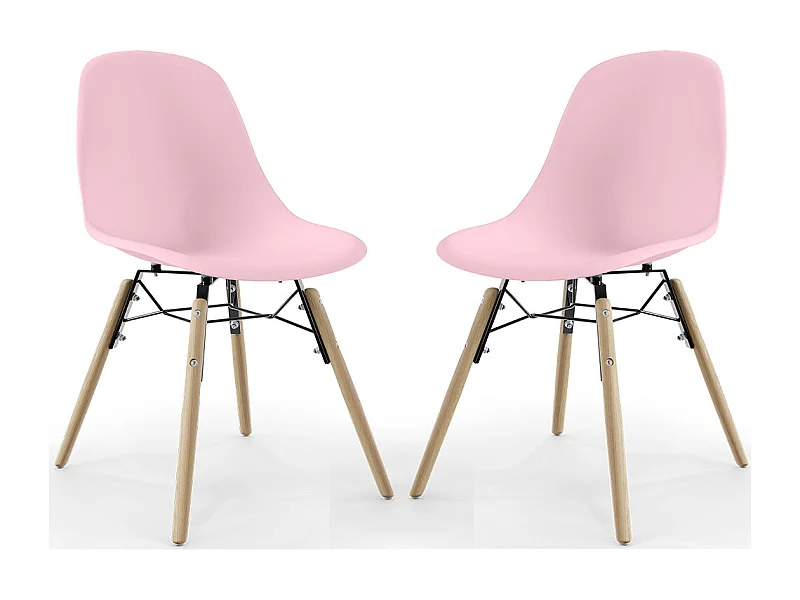Chaise de Salle à Manger - Design Scandinave - Pieds en Bois - Lot de 2 - Skögur Rose pâle