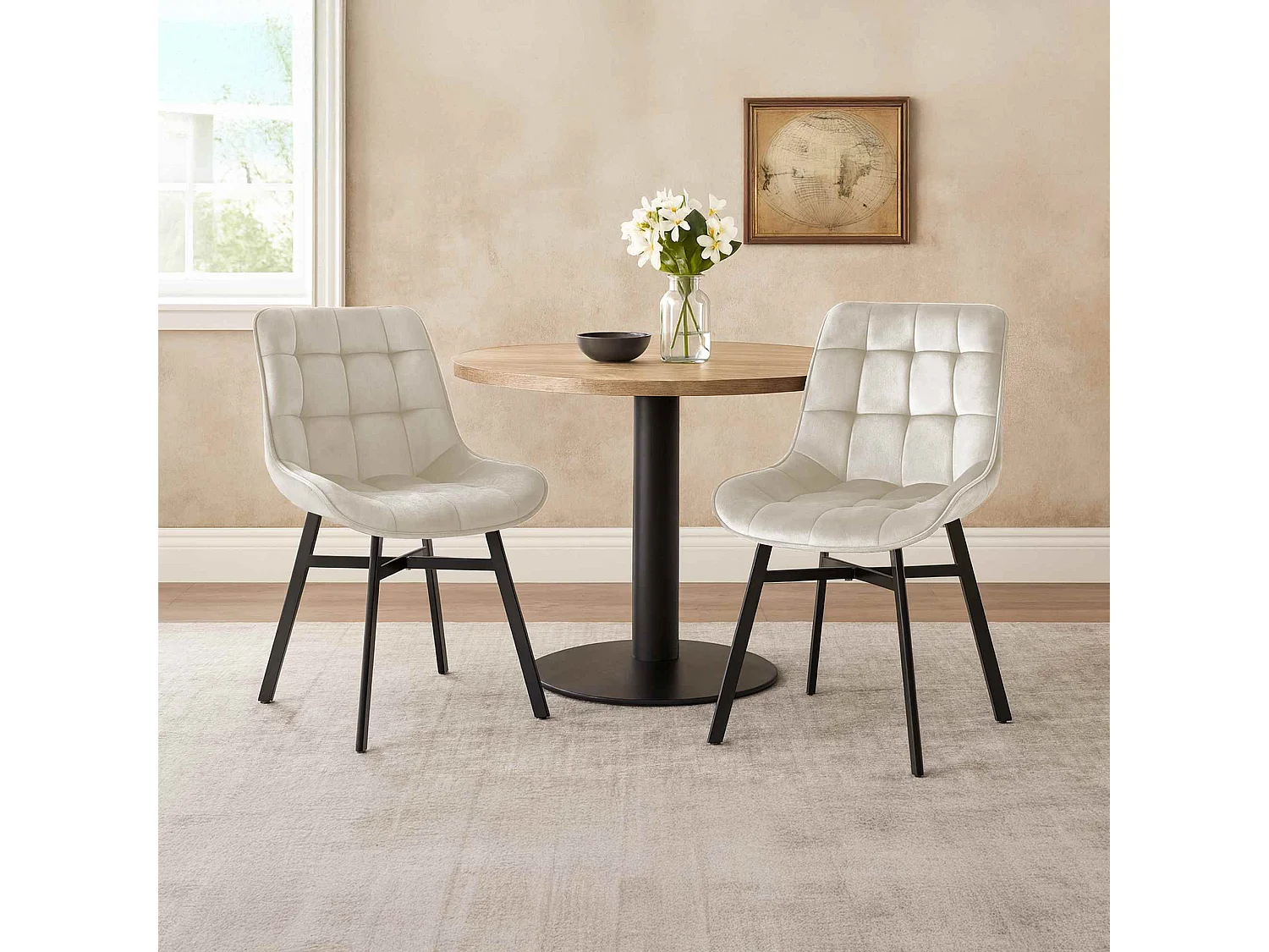 chaise salle à manger - Velours - Crème - Colby