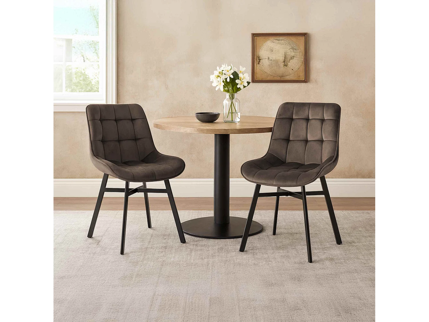 chaise salle à manger - Velours - Marron - Colby