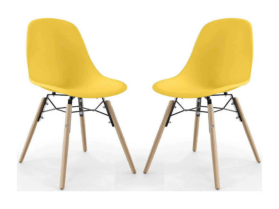 Sedia da Pranzo - Design Scandinavo - Gambe in Legno - Set di 2 - Skögur