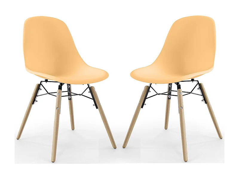 Chaise de Salle à Manger - Design Scandinave - Pieds en Bois - Lot de 2 - Skögur Orange pâle