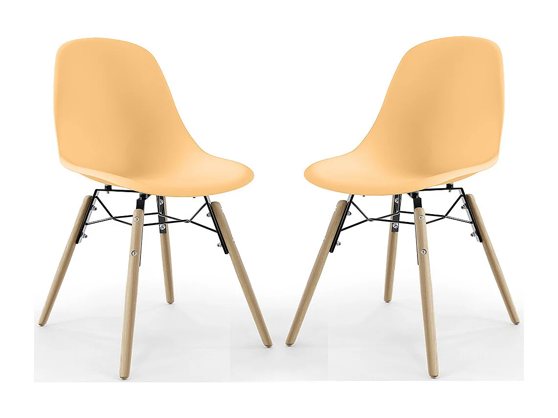 Chaise de Salle à Manger - Design Scandinave - Pieds en Bois - Lot de 2 - Skögur Orange pâle