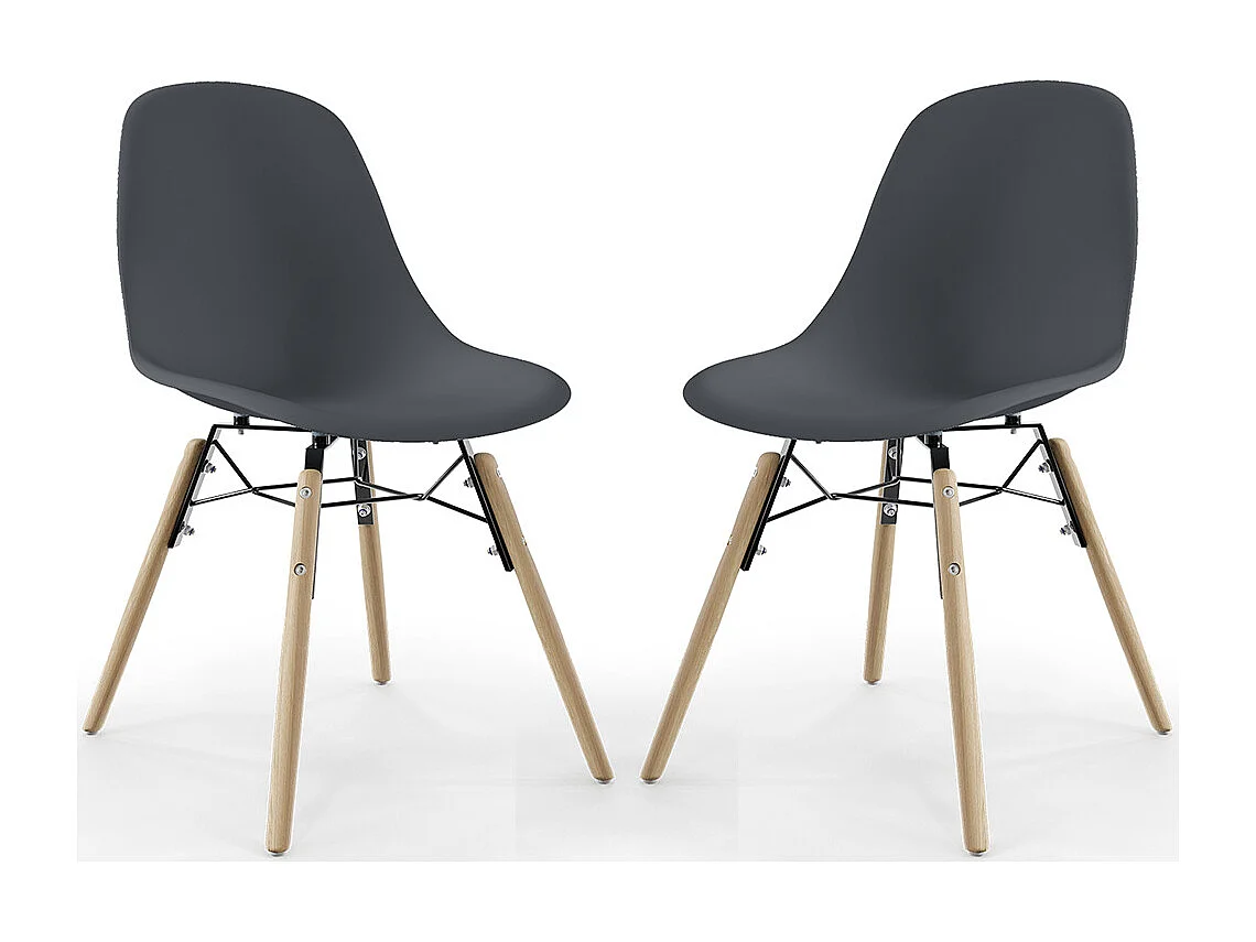 Sedia da Pranzo - Design Scandinavo - Gambe in Legno - Set di 2 - Skögur