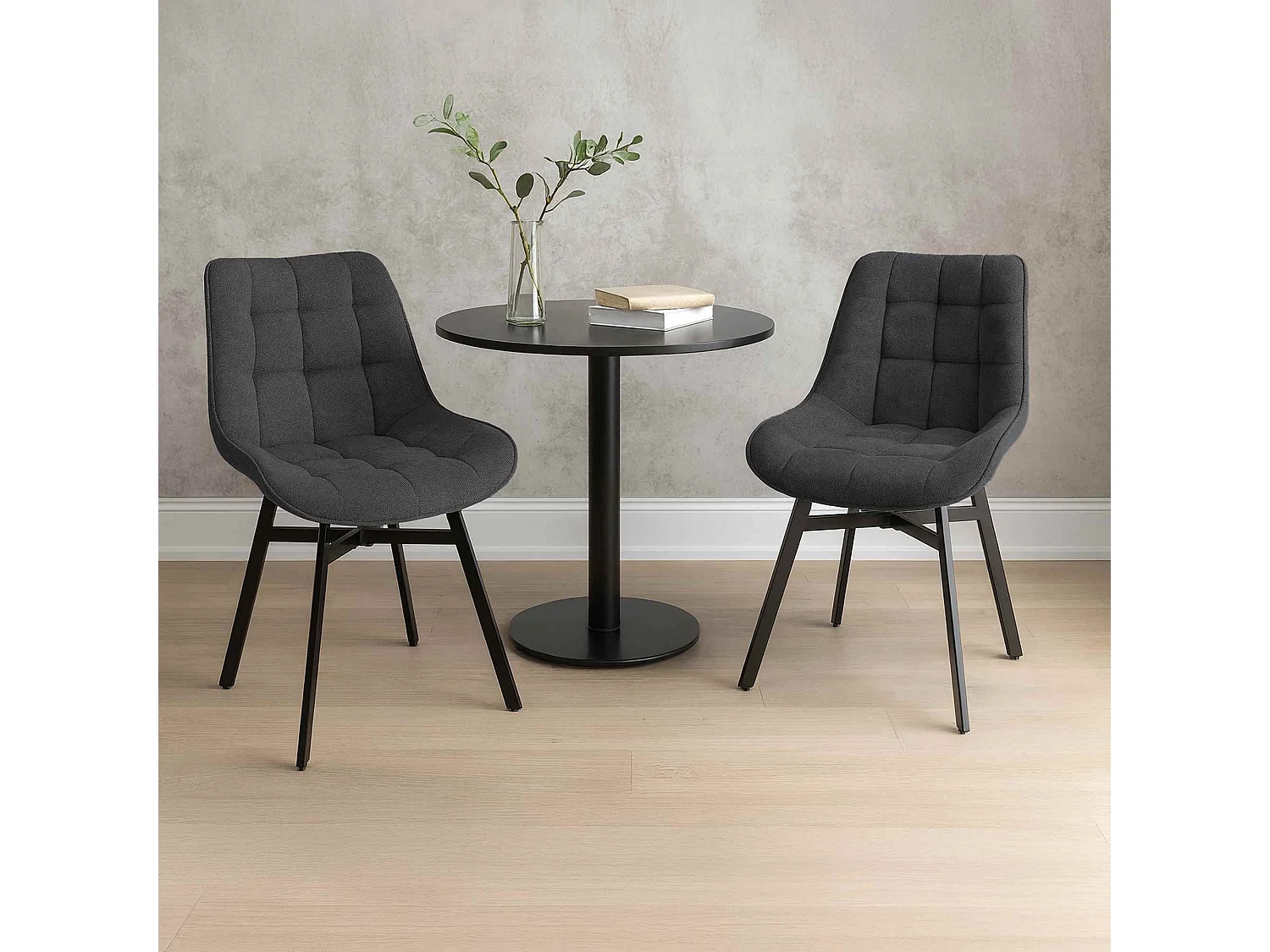 chaise salle à manger - Tissu - Gris foncé - Colby