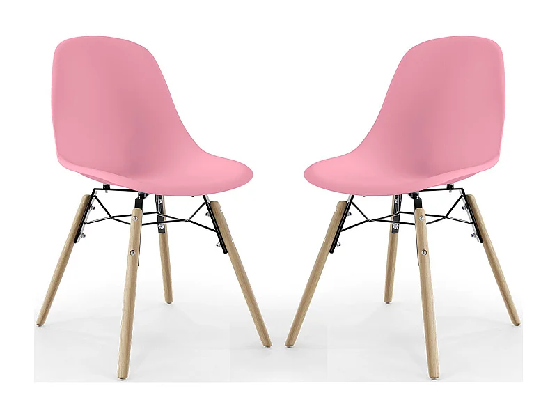 Chaise de Salle à Manger - Design Scandinave - Pieds en Bois - Lot de 2 - Skögur Rose