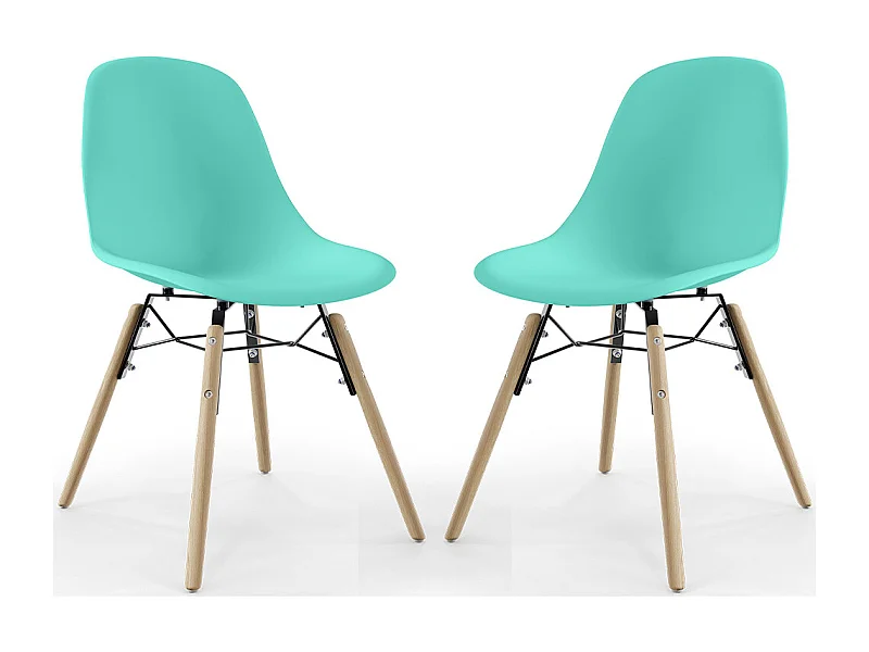 Chaise de Salle à Manger - Design Scandinave - Pieds en Bois - Lot de 2 - Skögur Turquoise