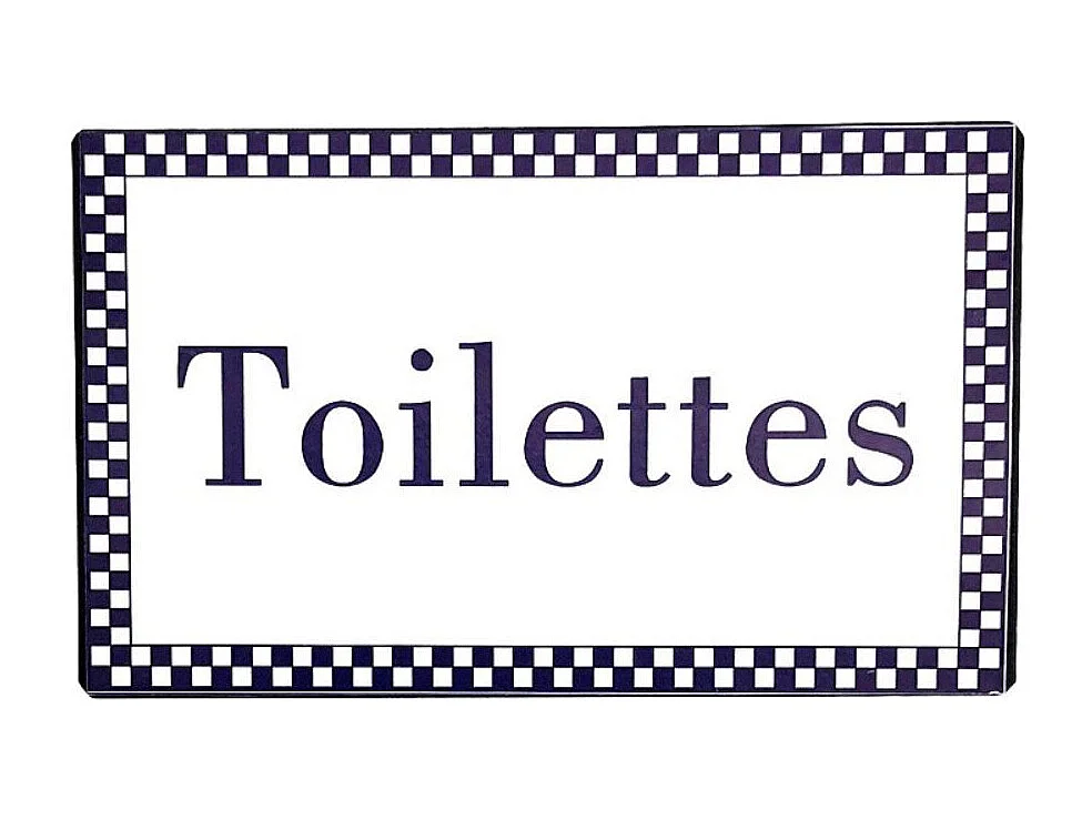 Plaque de porte décorative vintage de toilettes métal bleu blanc 15x9cm
