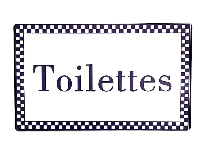 Plaque de porte décorative vintage de toilettes métal bleu blanc 15x9cm