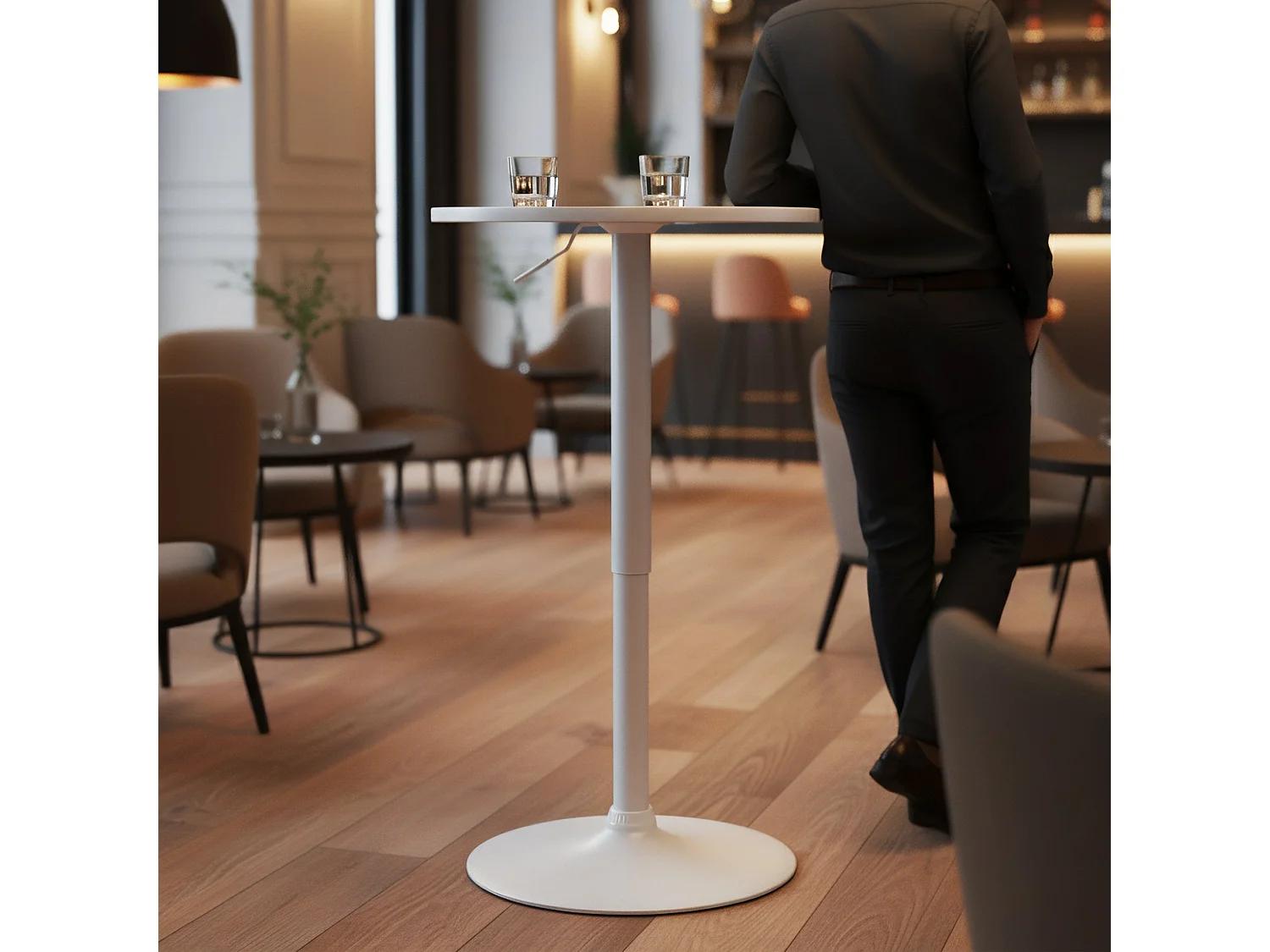 Table haute - rond Ø 52 cm - Bois - Blanc / Blanc - Xanten