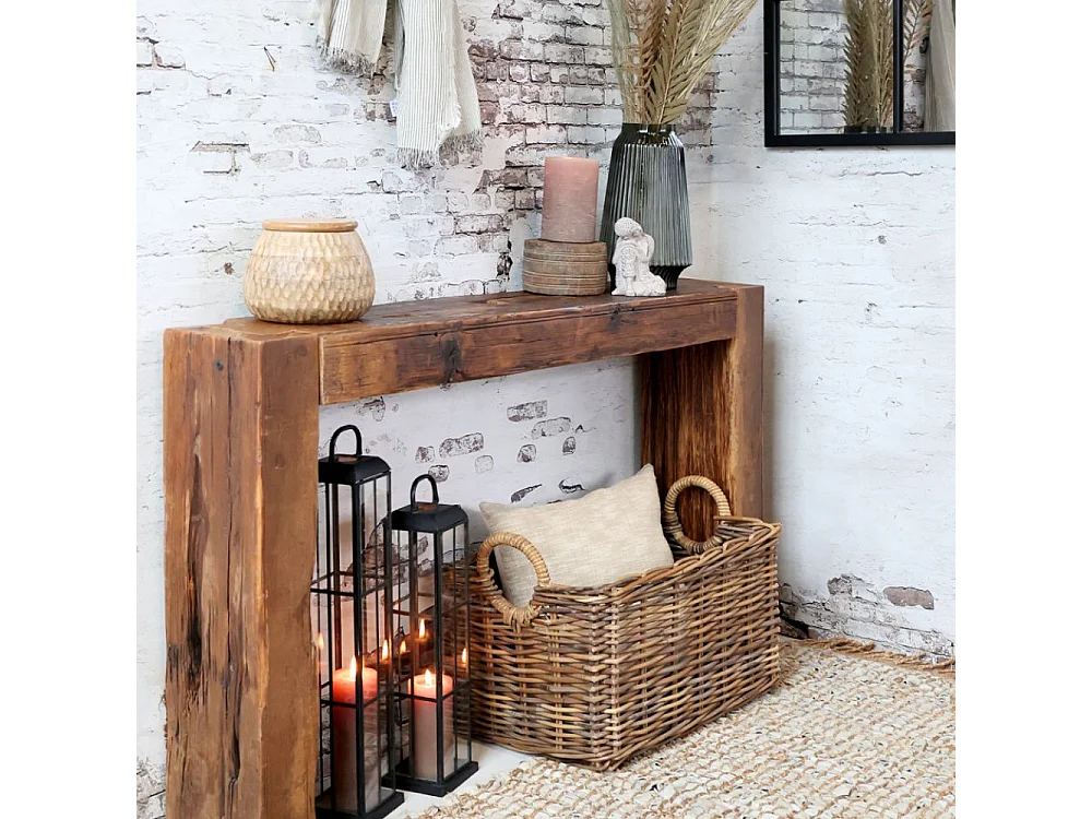 Table de service en bois recyclé marron 122 x 26 x 76 cm