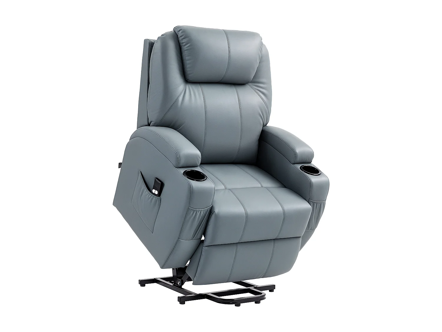 Fauteuil releveur électrique fauteuil de relaxation inclinable repose-pied relevable grand confort télécommande revêtement synthétique gris
