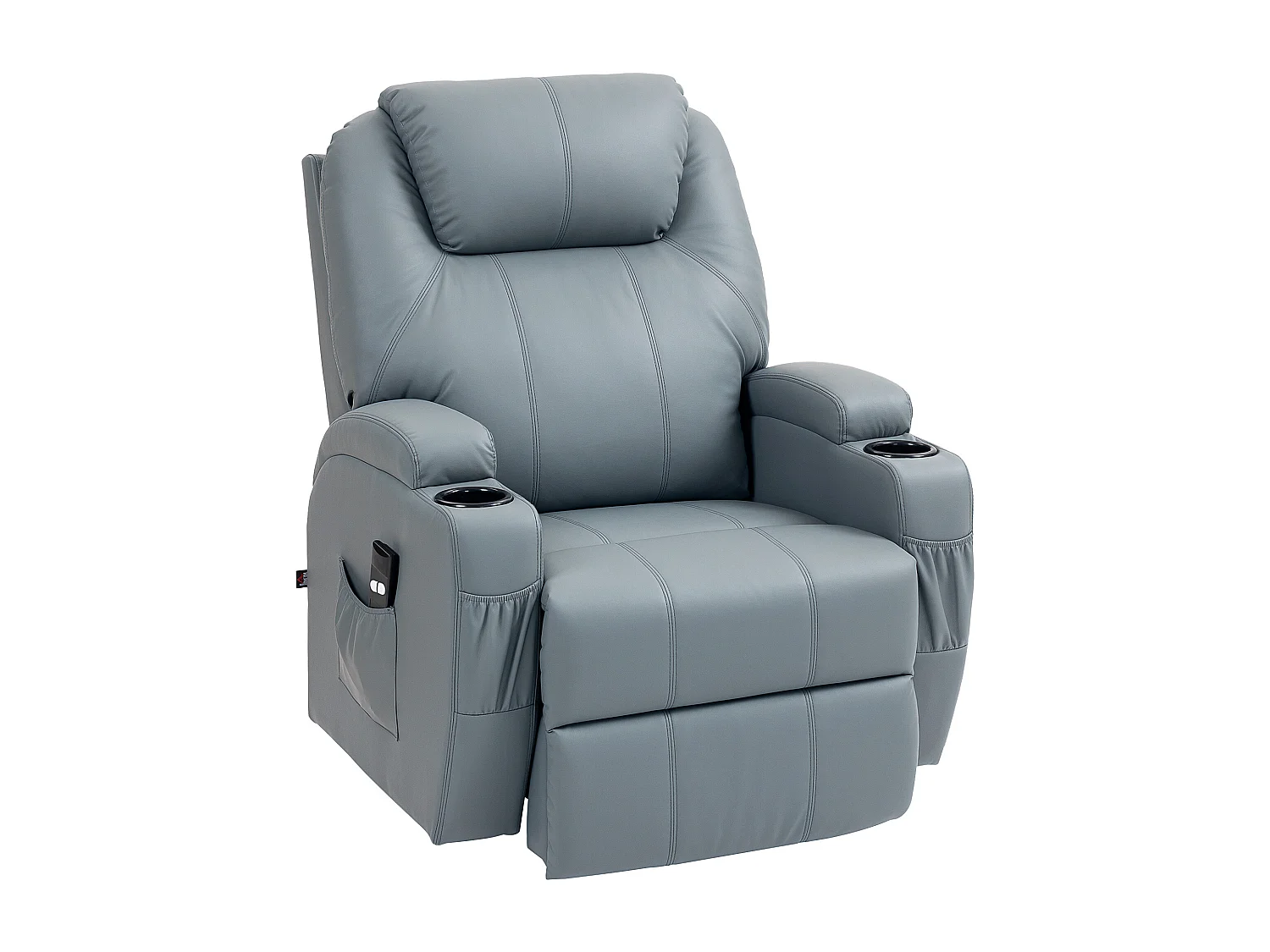 Fauteuil releveur électrique fauteuil de relaxation inclinable repose-pied relevable grand confort télécommande revêtement synthétique gris