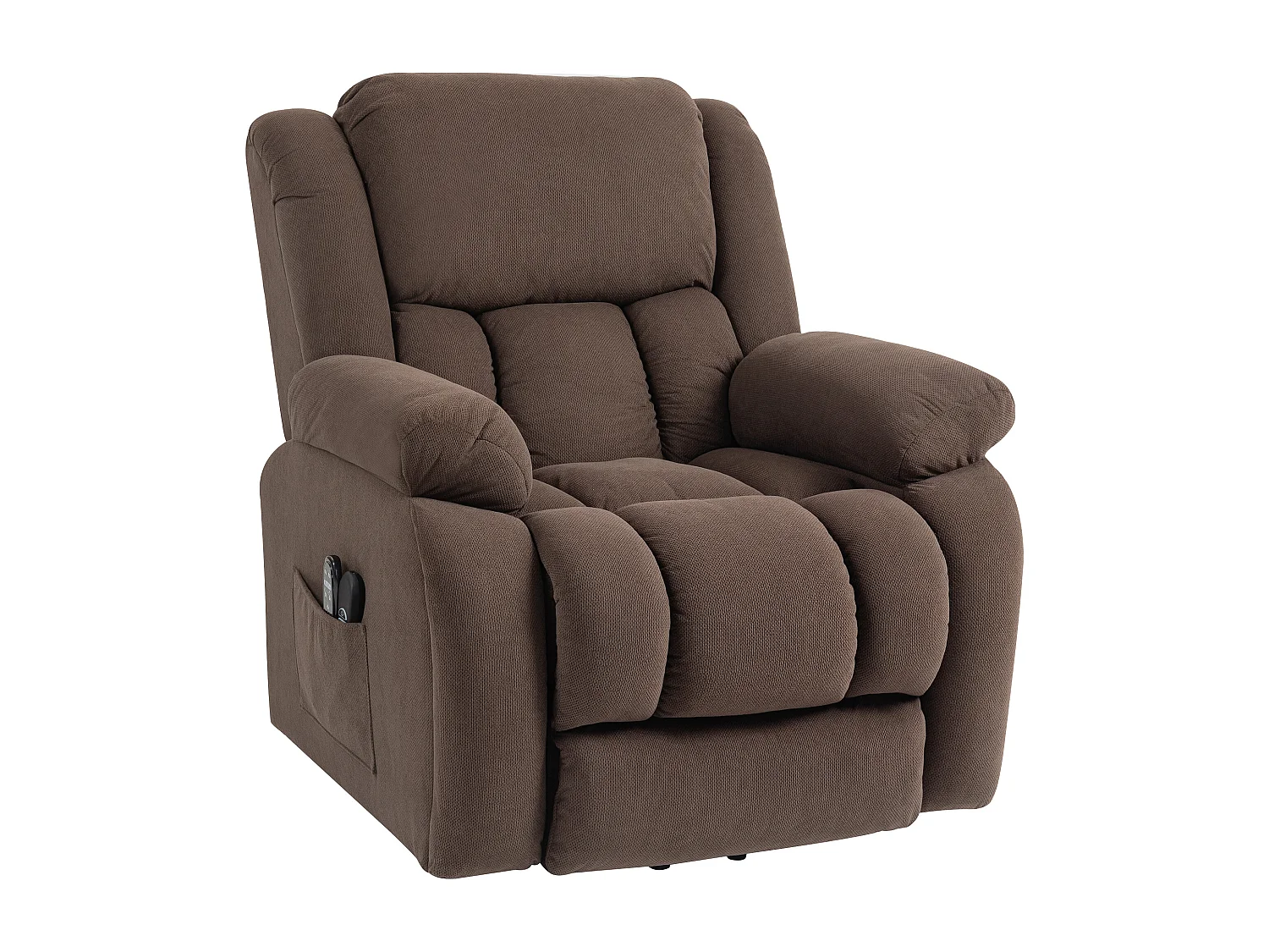 Fauteuil releveur massant chauffant grand confort - inclinable, repose-pieds rétractable - tissu toucher flanelle chocolat