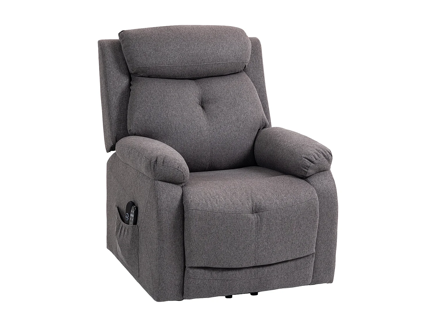 Fauteuil releveur électrique massant chauffant inclinable port USB tissu toucher lin gris