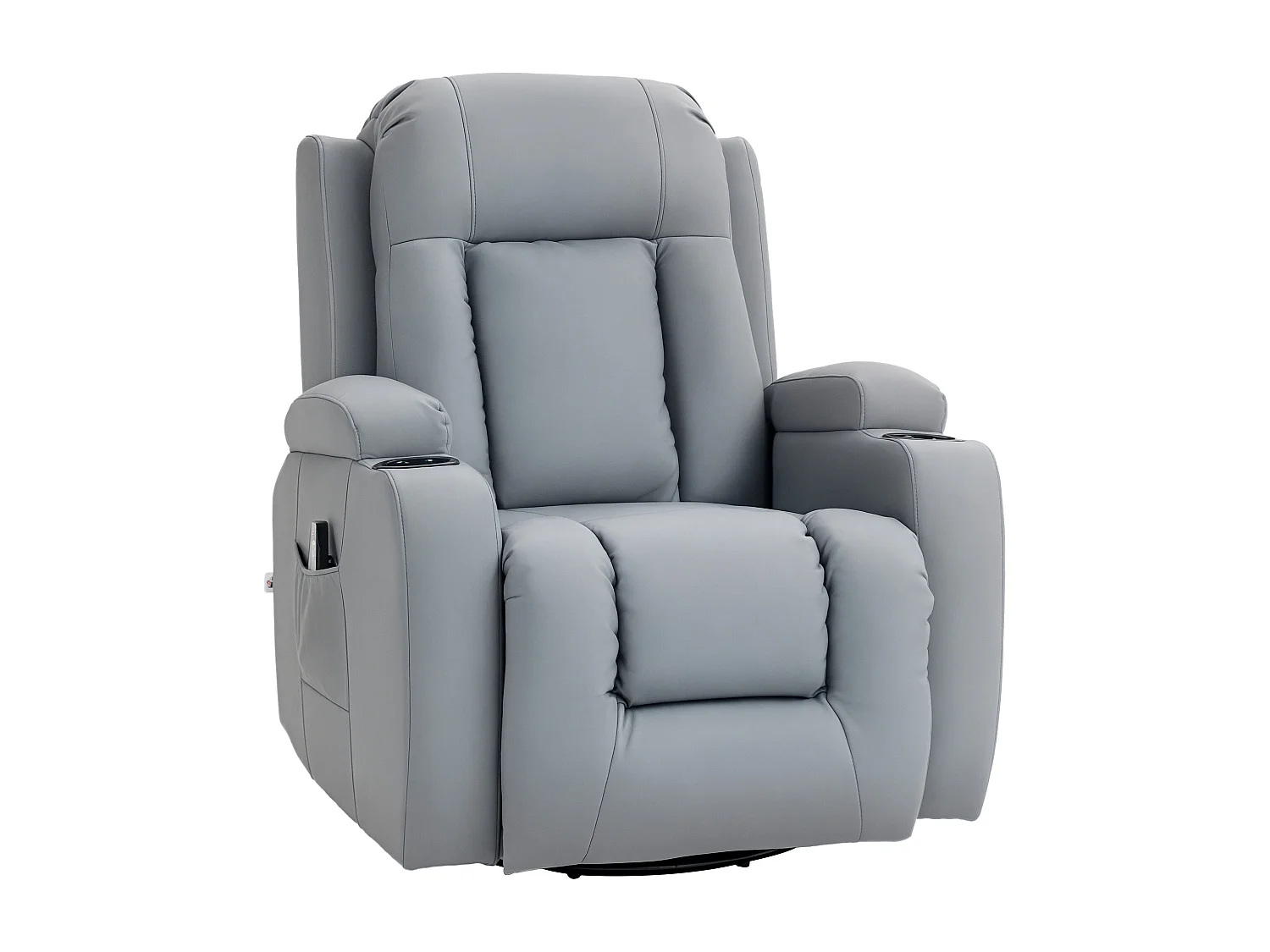 Fauteuil de massage et relaxation électrique chauffant inclinable manuellement repose-pied télécommande gris