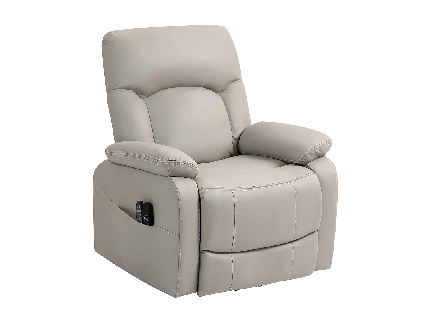 Fauteuil releveur électrique massant chauffant inclinable port USB synthétique gris clair