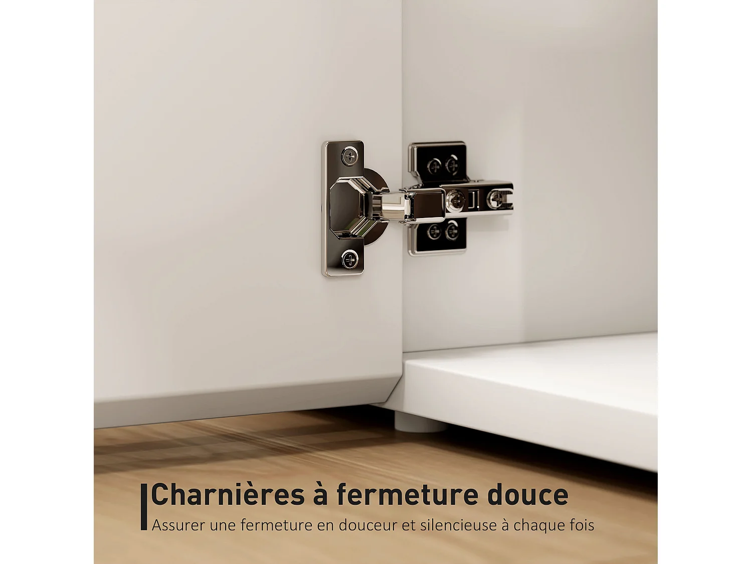 Meuble TV blanc HOMCOM 135 cm pour écran 65", rangement spacieux, portes à fermeture douce, étagère réglable, design moderne