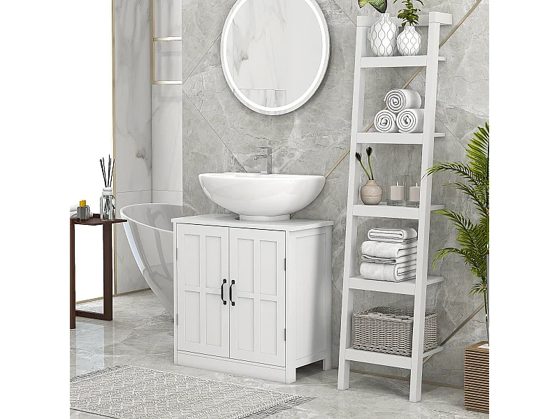 Meuble salle de bain - meuble sous-vasque - 2 portes avec étagère - 60x30x60cm - blanc