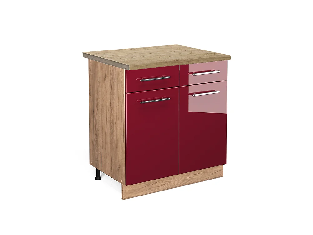 Meuble cuisine rouge bordeaux haute brillance 80x60x82 fame-line
