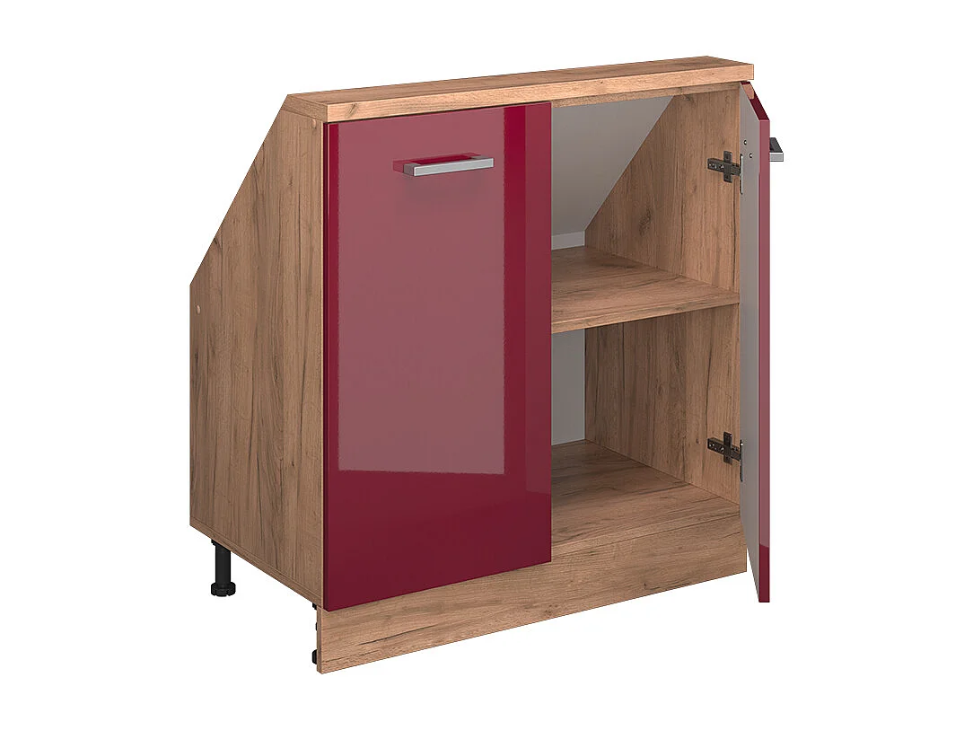 Armario de cocina para techo inclinado rojo de alto brillo 80x46x81.6 r-line