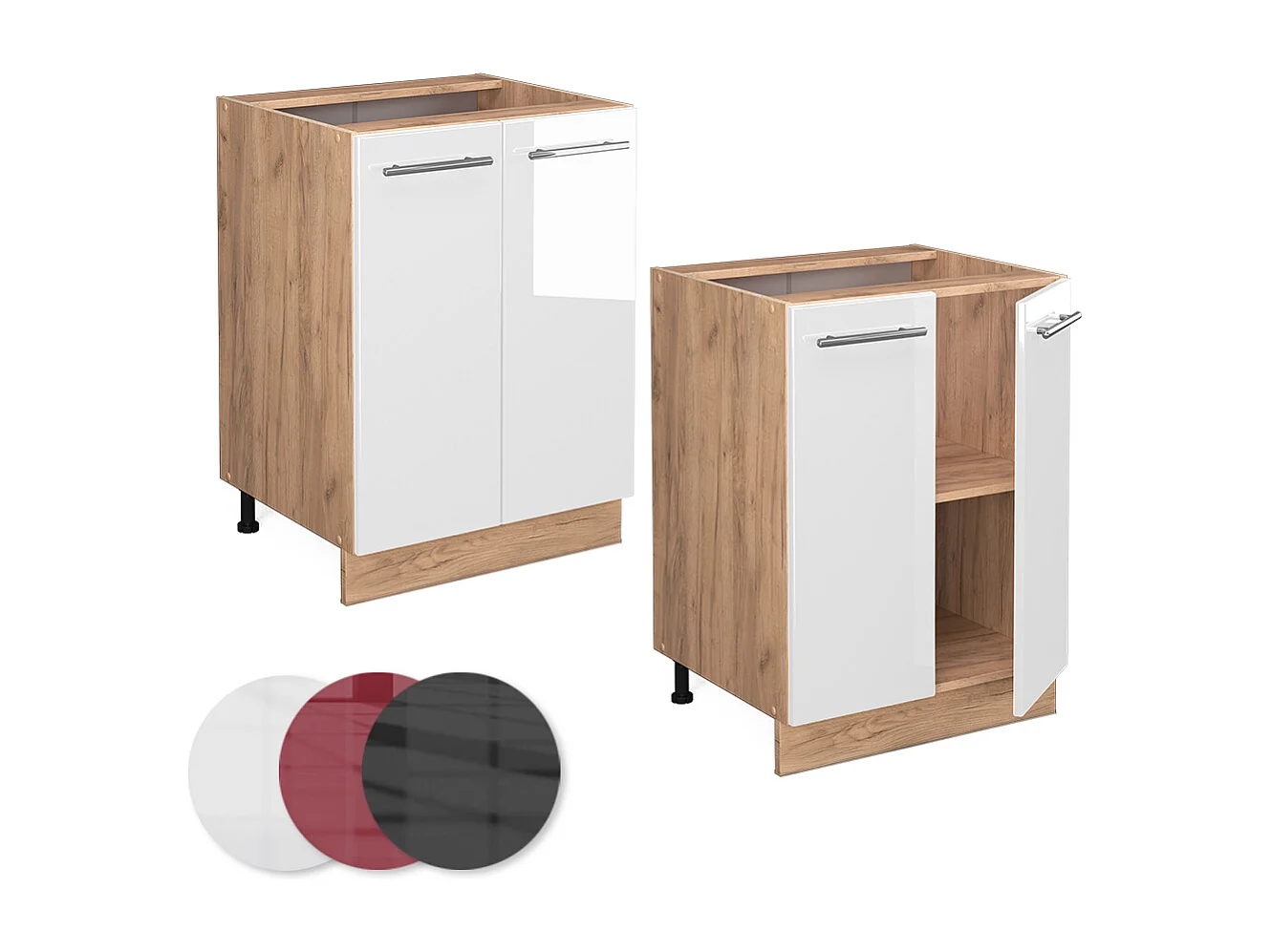 Mueble bajo de cocina blanco alto brillo 60x60x82 fame-line