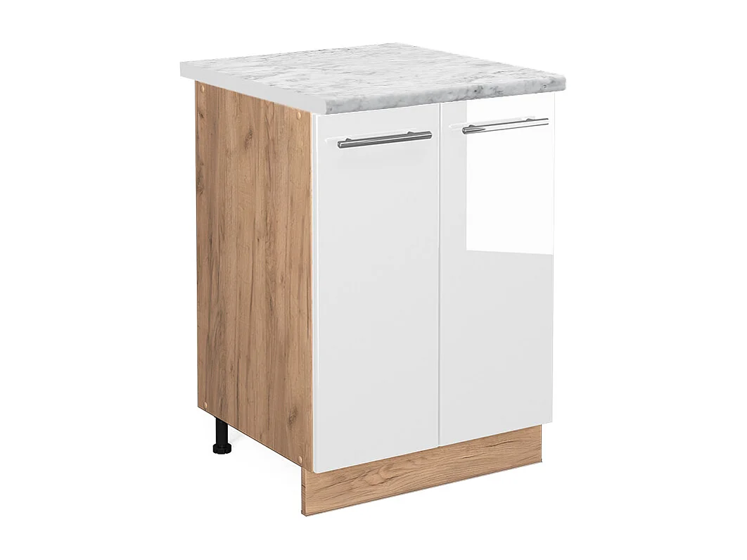 Meuble bas de cuisine blanc haute brillance 60x60x82 fame-line