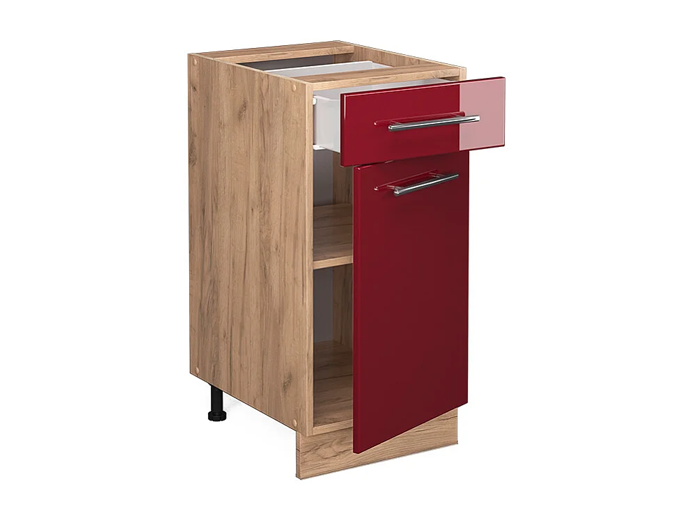Mueble bajo de cocina rojo burdeos alto brillo 40x51.6x82 fame-line