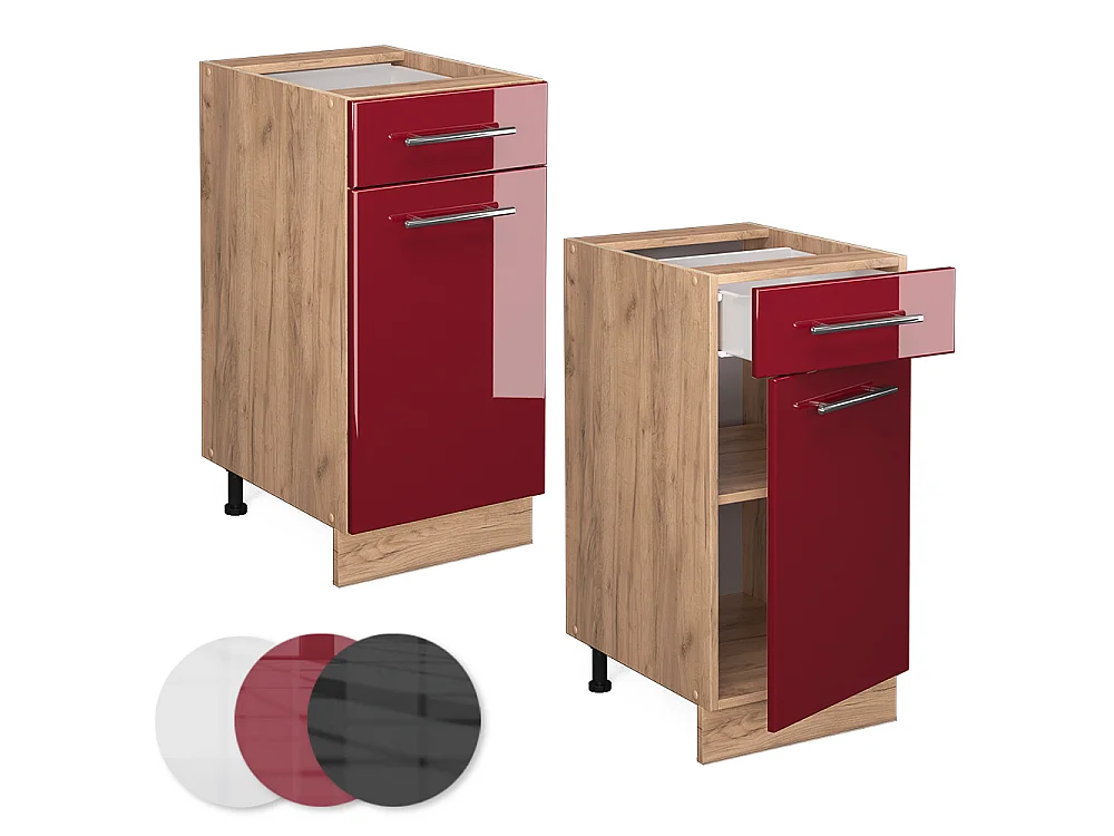 Meuble cuisine rouge bordeaux haute brillance 40x51.6x82 fame-line