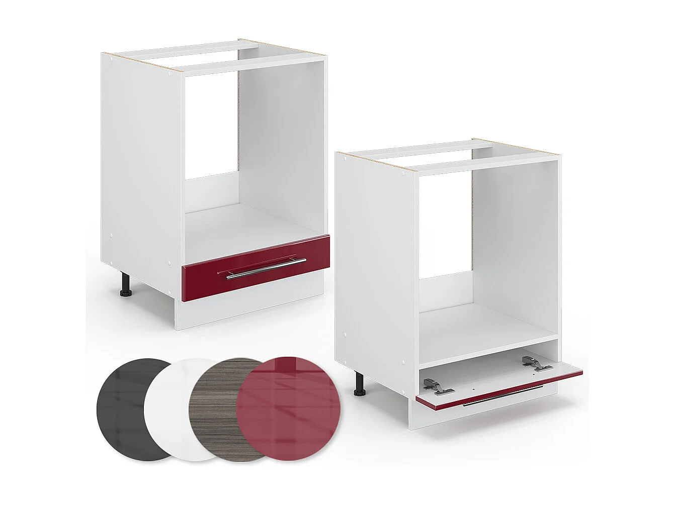 Armario para horno empotrado rojo burdeos alto brillo 60x51.6x82 fame-line