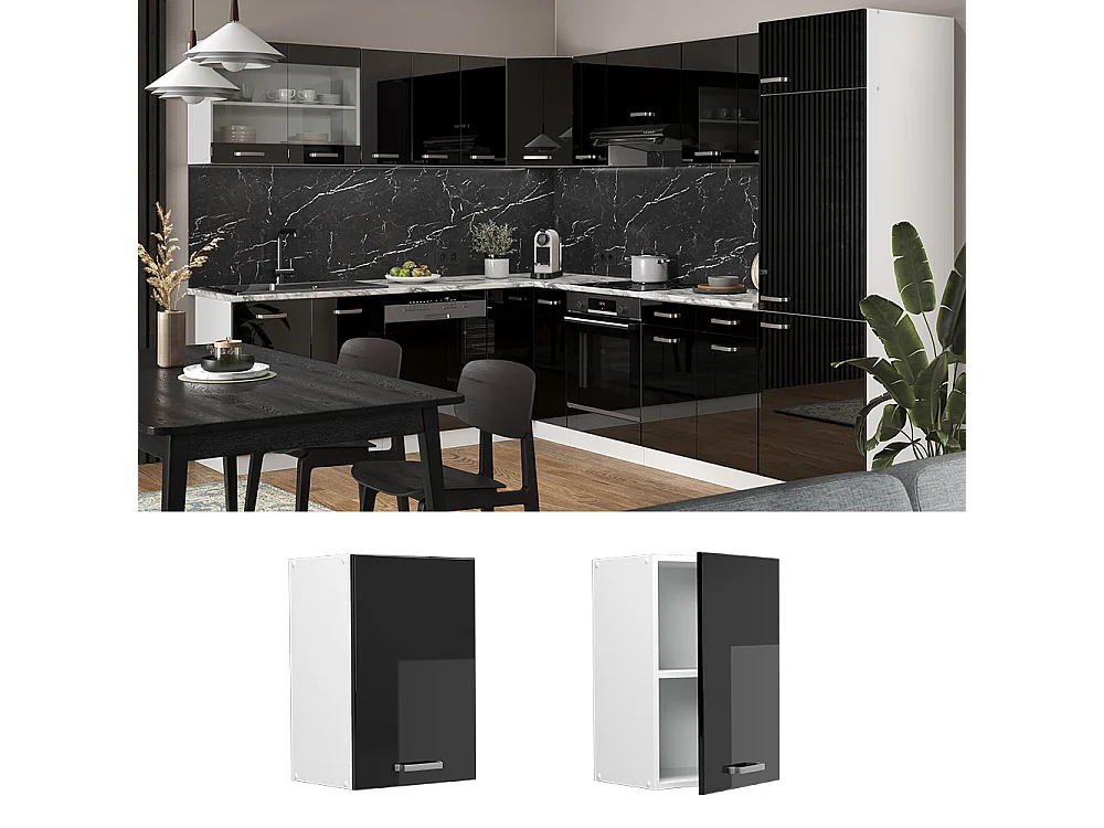 Armario colgante negro brillo intenso 40x31x60 r-line