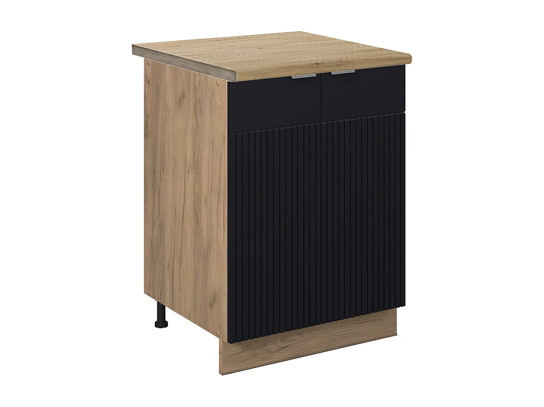 Meuble bas de cuisine noir rayé 60x60x82 fame-line