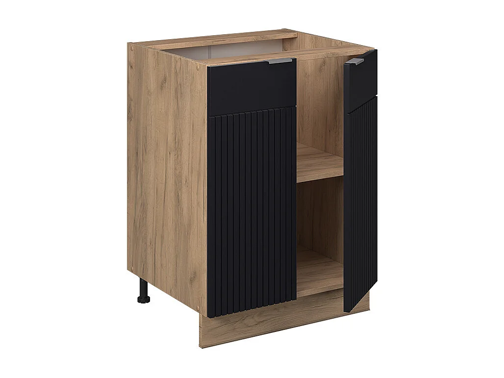 Meuble bas de cuisine noir rayé 60x60x82 fame-line