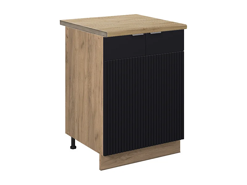 Meuble bas de cuisine noir rayé 60x60x82 fame-line