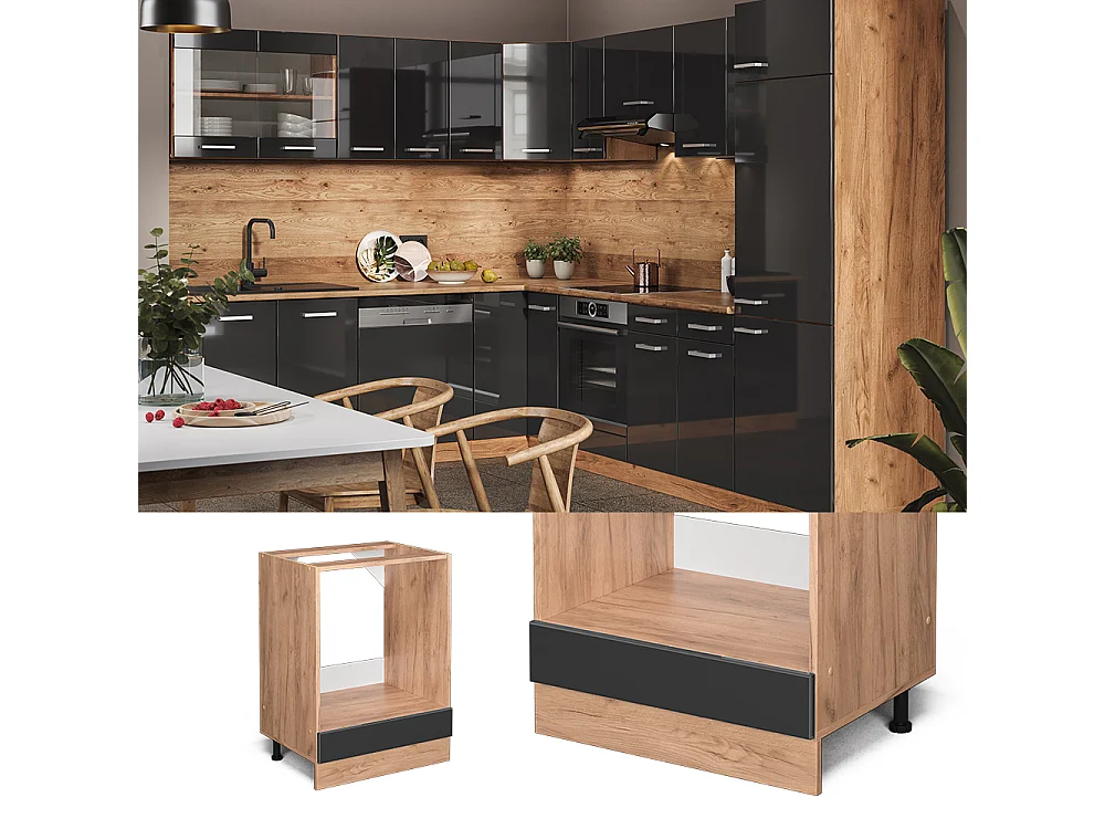 Meuble pour four anthracite haute brillance 60x60x81.6 r-line