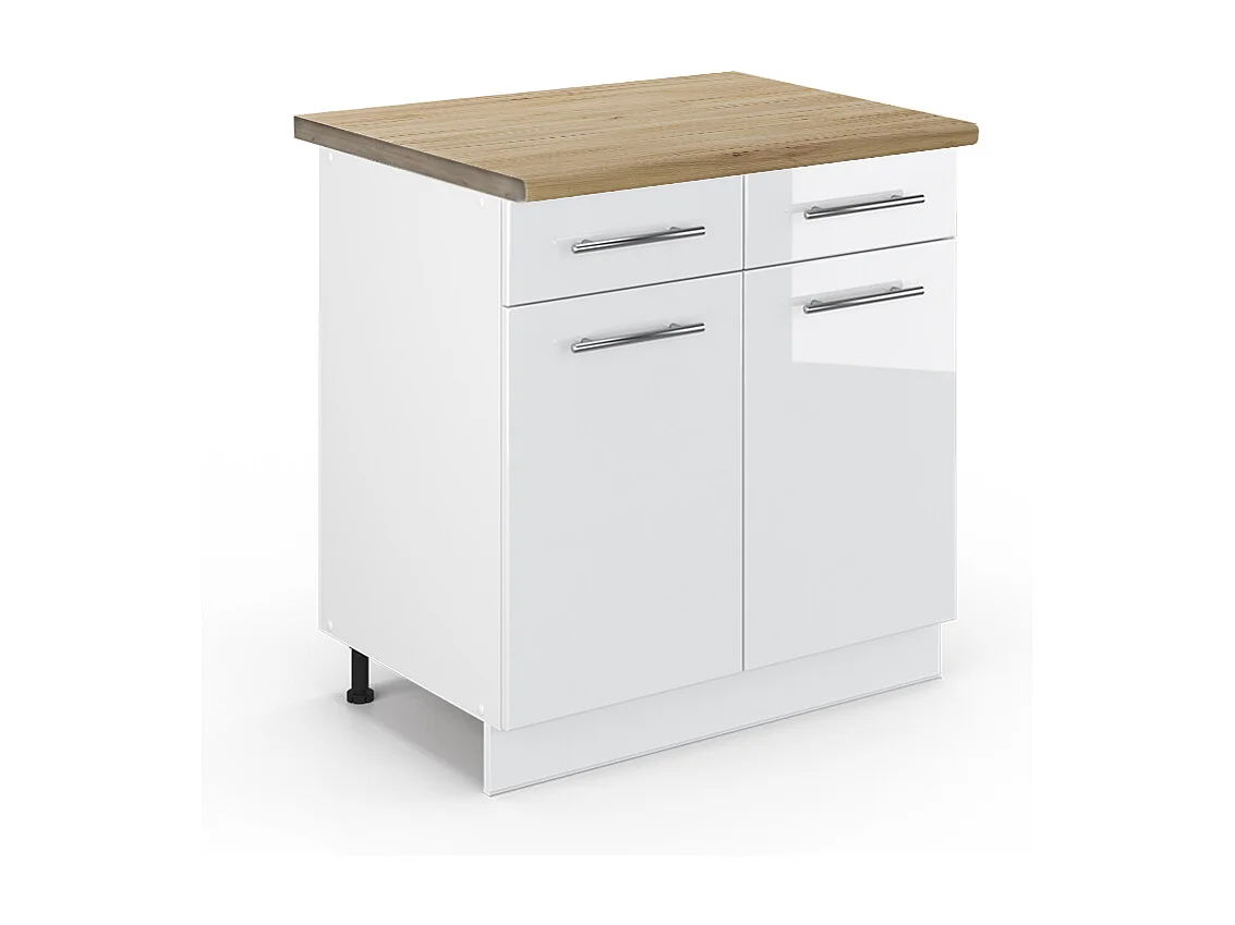 Meuble cuisine blanc haute brillance 80x60x82 fame-line