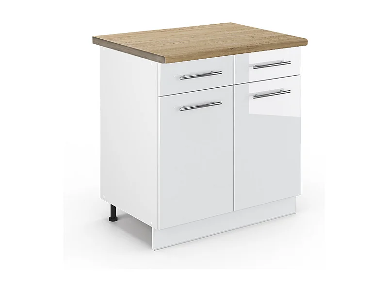 Meuble cuisine blanc haute brillance 80x60x82 fame-line