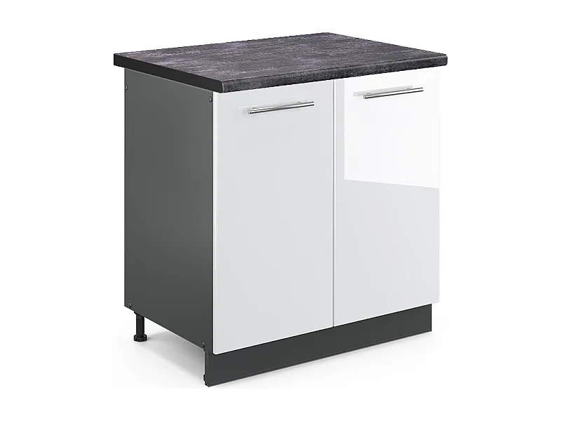 Meuble bas sous-évier blanc haute brillance 80x60x82 fame-line